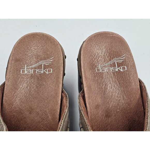 Dansko Women's Beige Suede Leather Deni Fringe Mules Clogs Size 6.5 (37) 2976 - Picture 9 of 16
